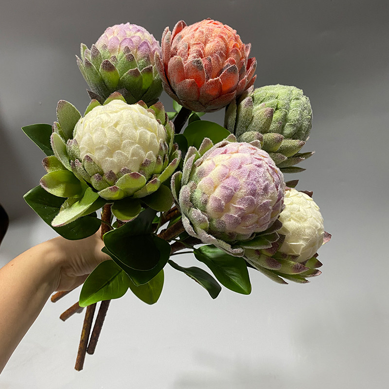 仿真帝王花释迦果手捧花束图片