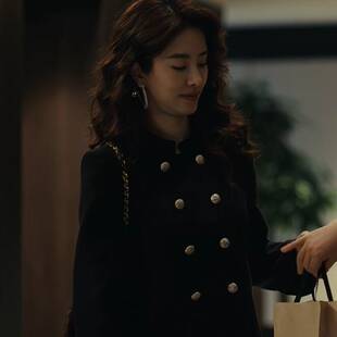 原版爱情没有神话周媚杨采钰同款小香风外套黑色上衣裤子女衣服潮