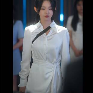 欧洲夫人她专治不服李柯以沈青瓷同款衬衫连衣裙收腰裙子女衣服潮