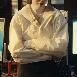 原版爱情没有神话林展翘同款衬衫上衣春秋连帽百搭衬衣女衣服潮