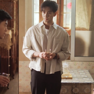 欧洲轧戏陈星旭肖稚宇同款衬衫上衣春秋翻领长袖衬衣男衣服潮