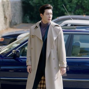 欧洲突然的喜欢陈星旭高海明同款风衣外套中长版翻领大衣男衣服潮