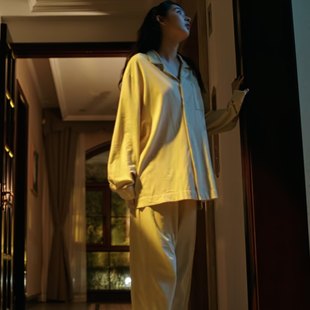 欧洲突然的喜欢王玉雯林欢儿同款睡衣裤套组衬衫上衣裤子女衣服潮