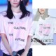 T恤白色粉色字母印花短袖 SMTOWN LIVE演唱会aespa同款 纯棉周边潮