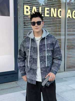 2025秋冬新款牛仔加绒外套男连帽可拆卸青年痞帅潮流上衣男士夹克