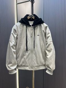 冲锋衣加厚保暖外套男宽松休闲百搭男士棉衣连帽拼接假两件夹克男