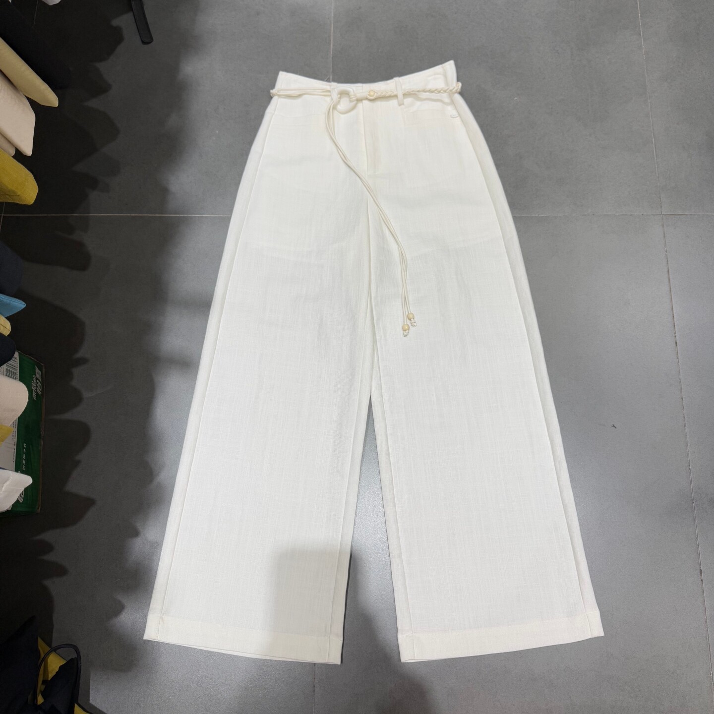 欧洲站2026春季新款设计感系带高腰阔腿裤女宽松显瘦休闲直筒长裤