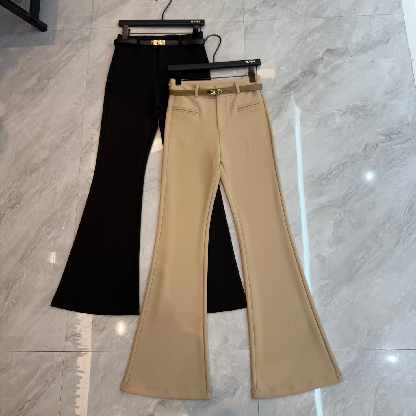 欧洲站2026春夏新款气质高腰假口袋修身显瘦微喇休闲裤女百搭长裤