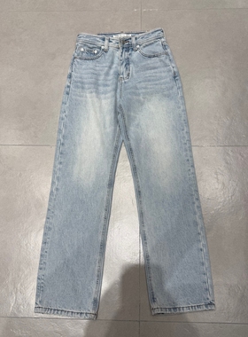 WEISU唯速2025秋冬新款浅蓝色磨毛高腰显瘦窄版直筒牛仔裤女57299