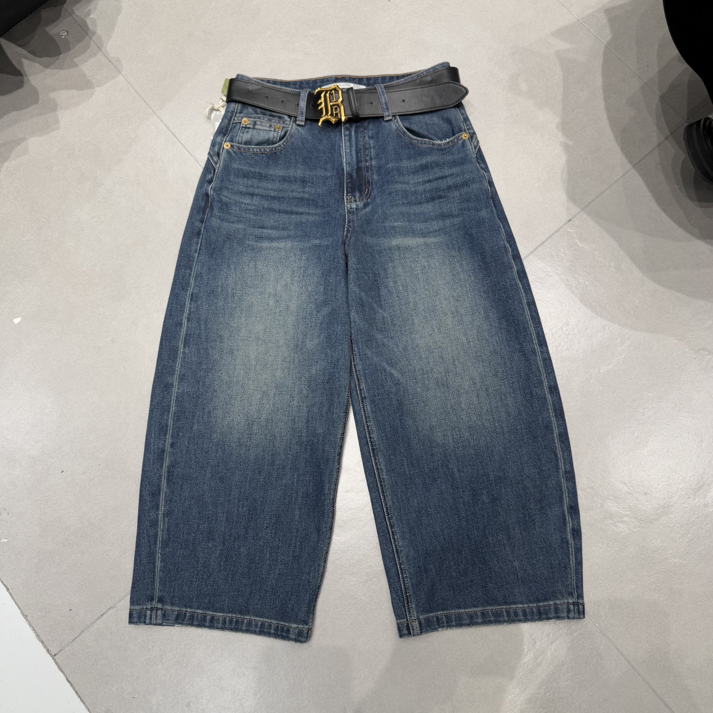 WEISU唯速2025秋季新款高腰八分弯刀牛仔裤女宽松显瘦奶奶裤52694