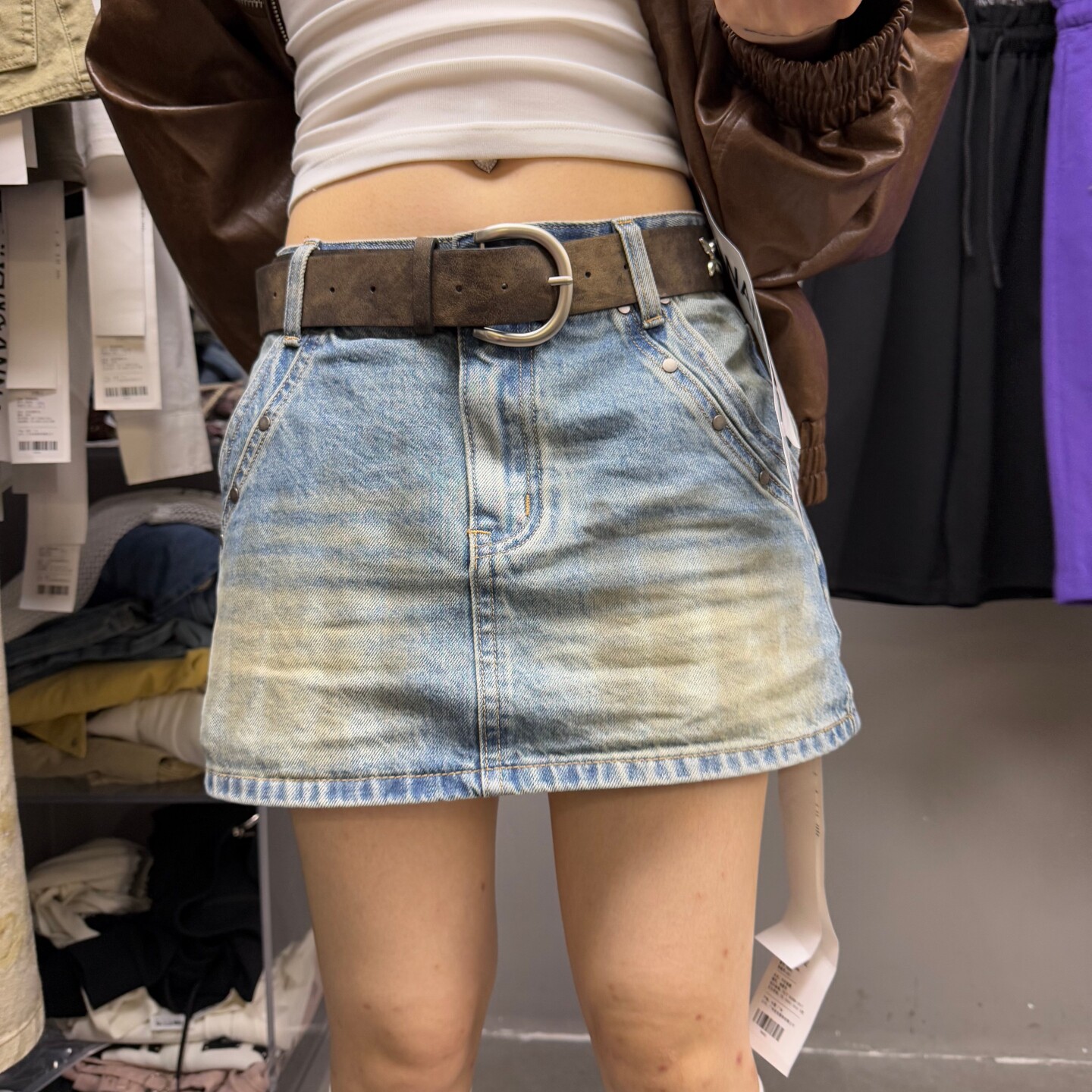 欧洲站2026春夏新款水洗做旧高腰显瘦A字辣妹牛仔短裙半身裙女潮