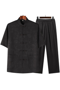 T212P75夏季风棉麻套装仿唐装汉服爷爷太极服爸爸套装图片