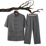 T215P45夏季冰丝风套装中老年人唐装汉服爷爷太极服爸爸衣服，男装民族服装，星座1108-2