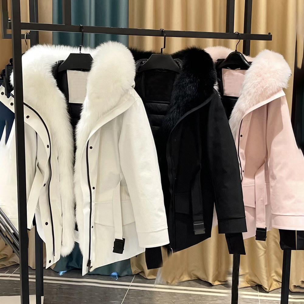 柜级定制！M家90鹅绒羽绒服女滑雪服收腰加厚户外短款真狐狸毛欧