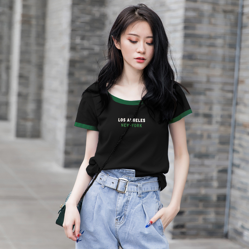 设计感小众绿色短袖印花