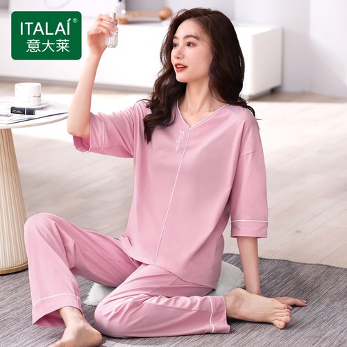 意大莱纯棉女款休闲薄款家居服
