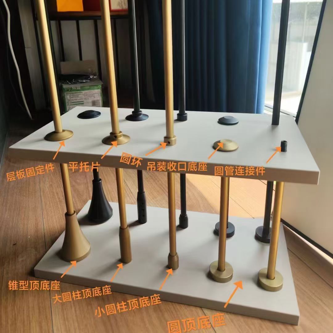 铝合金悬挂式立柱杆圆管置物架顶天立地杆金属书架极简吊杆支架