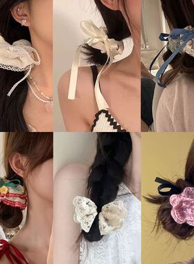 韩系温柔蝴蝶结大肠发圈女