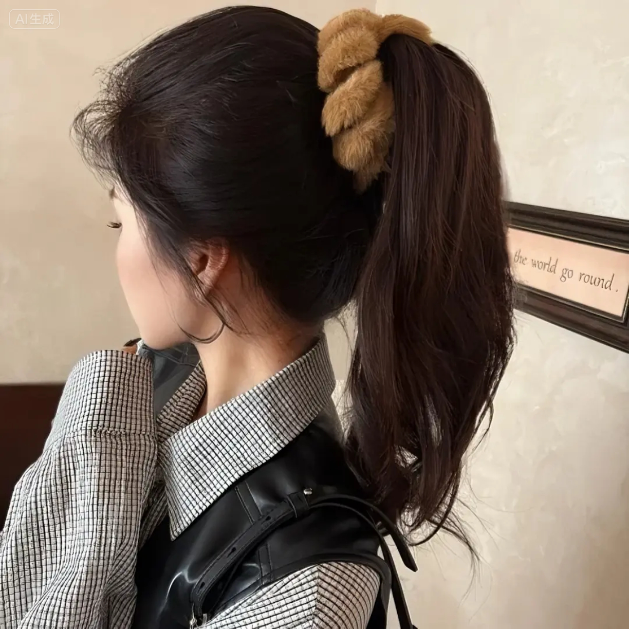 韩系毛绒电话线大肠发圈女