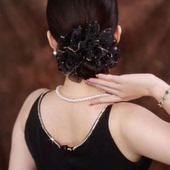 优雅气质满天星发饰欧根纱大肠发圈高级感发绳盘发丸子头头花头饰