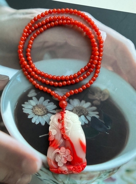 原矿100%纯天然保山南红毛衣链女