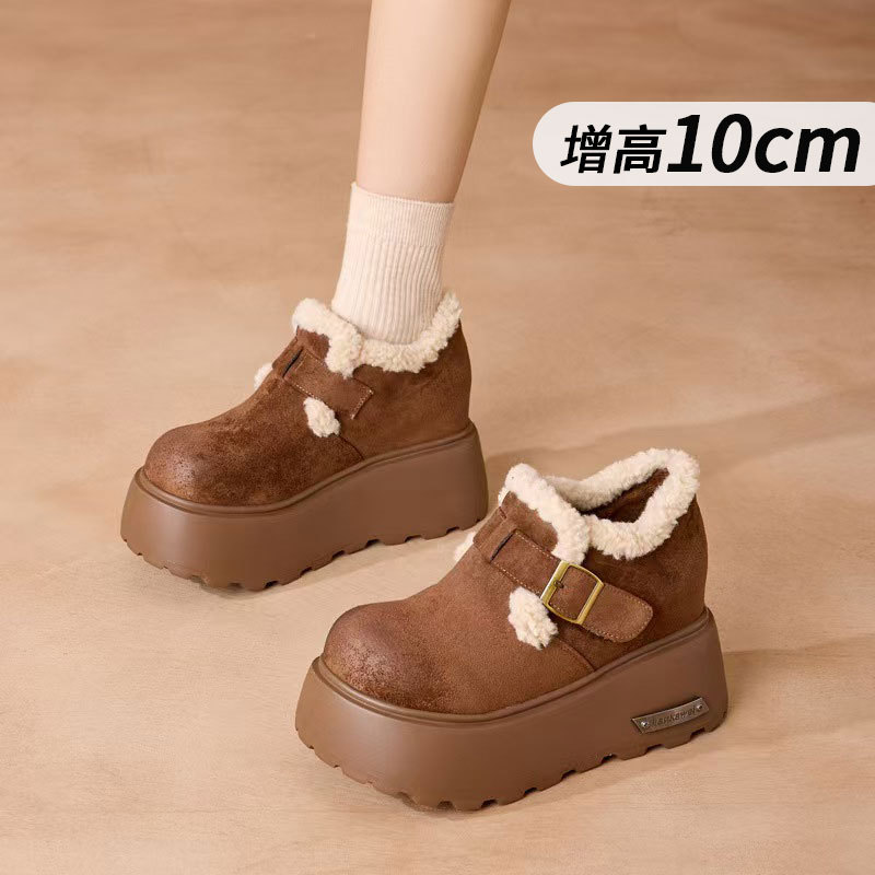 英伦10cm内增高加绒雪地靴女