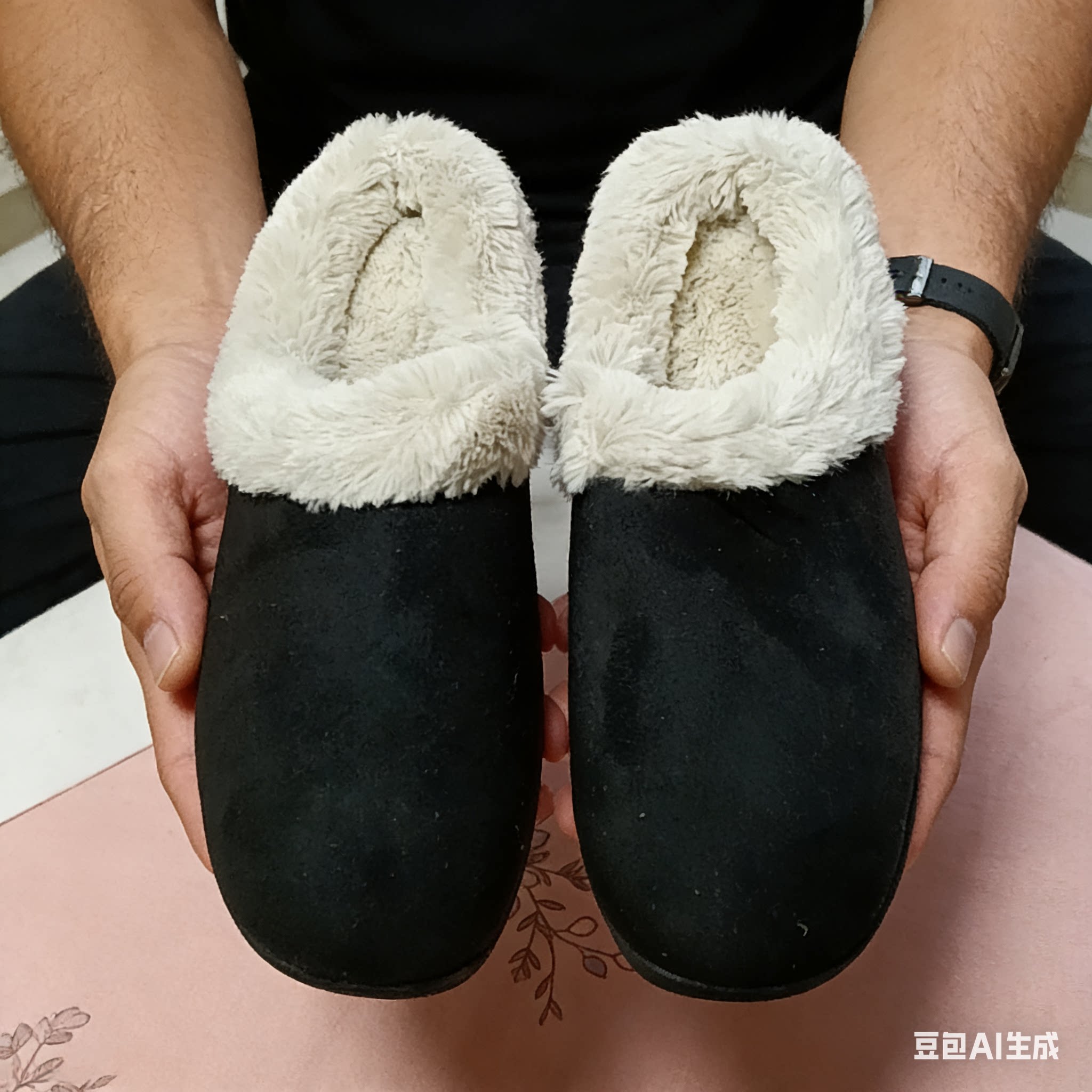 美国原单坡跟底冬季小包跟保暖男居家棉拖/棉鞋