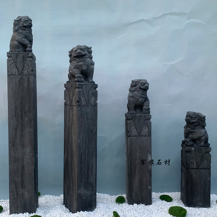 石雕拴马桩仿古做旧石狮子青石貔貅神兽镇宅庭院装饰枯山水摆件