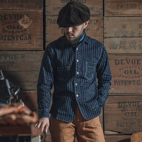 WABASH蓝染拔印赤耳工装西部衬衫