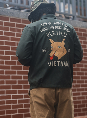 NON STOCK一帆风顺越战之狐刺绣纪念夹克souvenir横须贺翻领外套