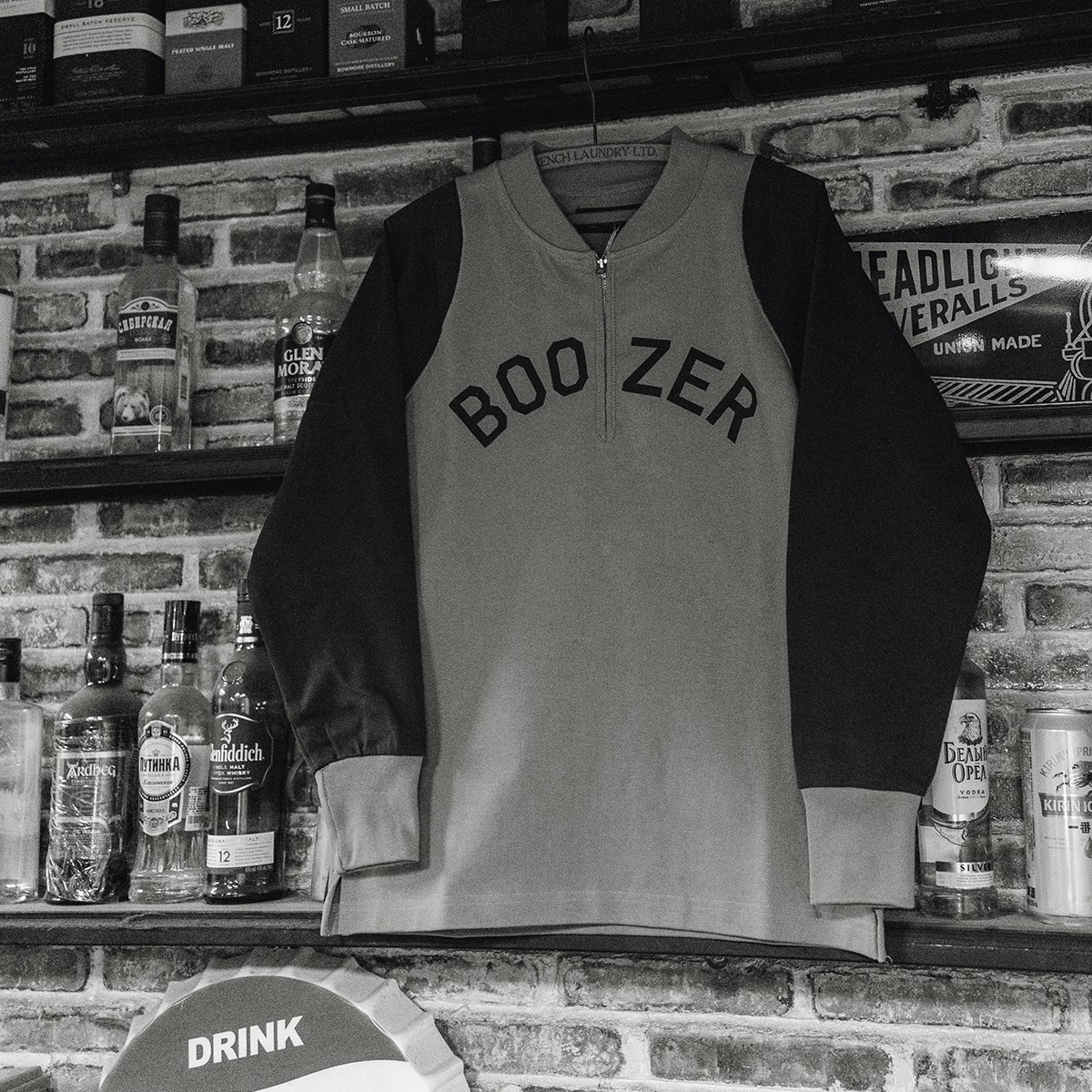 恶犬长袖复古半拉重磅T恤衫复古