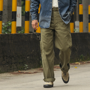 恶犬BRONSON M-41人字纹UTILITY杂役长裤HBT男士高腰直筒宽松休闲