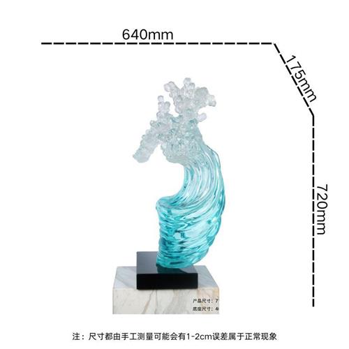现代创意透明浪花艺术雕塑样板间别墅酒店大型落地水花摆件装饰品