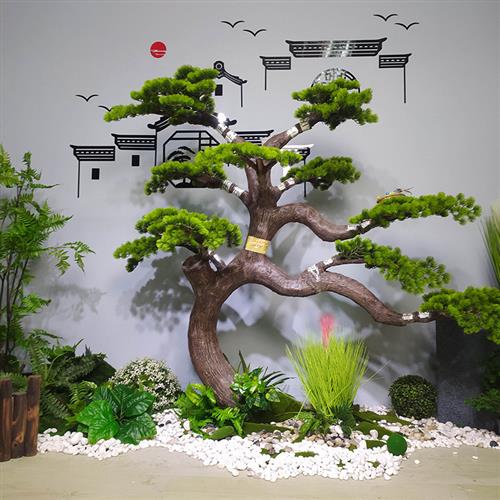 仿真绿植松树新中式造型玄关盆景摄影道具办公室装饰摆件迎客松