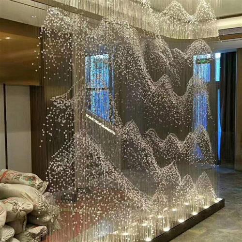 酒店大堂工程定制山造型水晶吸顶灯售楼部迎宾楼大厅屏风创意灯具