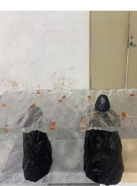 酒店前台透明树脂休闲吧台椅子摆件创意水晶玻璃艺术品凳子雕塑