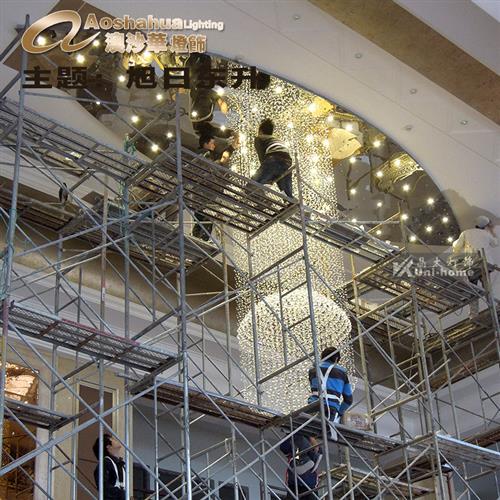 酒店大堂吊灯工程山造型水晶吸顶灯售楼部迎宾楼大厅屏风灯具