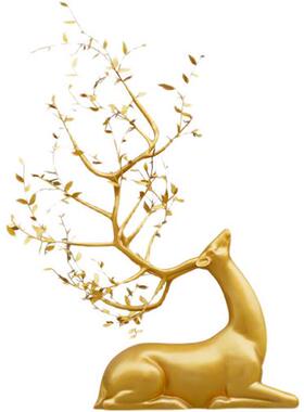 不锈钢镂空梅花鹿雕塑庭院玻璃钢大角鹿摆件酒店售楼处艺术装饰品