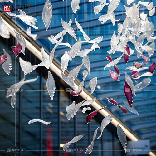 现货酒店大厅羽毛艺术水晶吊灯创意别墅复式楼电梯间羽毛装饰吊灯