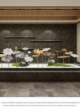 不锈钢荷叶铁荷花雕塑落地式装饰品酒店室外泳池水景金属软饰