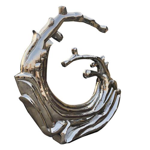 大型不锈钢雕塑户外园林月亮鹿镂空球小鱼圆环景观雕塑大摆件