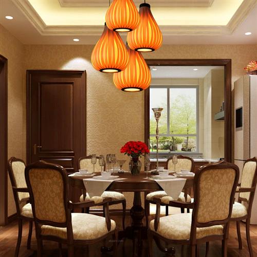 田园风格吊灯实木灯东南亚木皮灯农家乐饭店茶楼餐厅单头原木吊灯