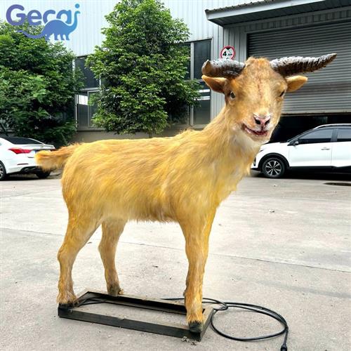 仿真山羊模型农场装饰道具摆件玻璃钢雕塑皮毛动物工艺品厂家