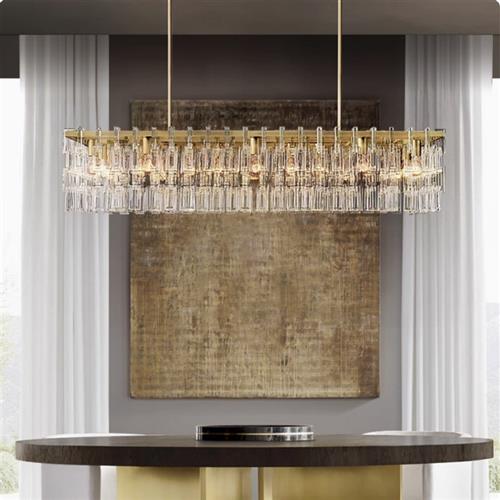 跨境RH灯具别墅客厅大吊灯美式轻奢高档全铜水晶餐厅卧室主灯