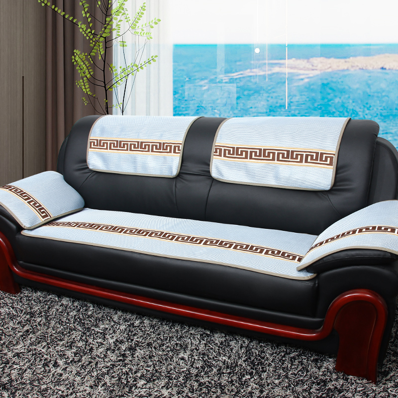 夏季真皮冰丝简约现代风沙发套罩