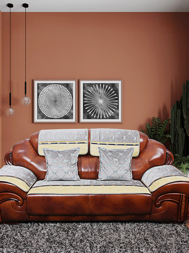 新款欧式皮沙发垫专用防滑坐垫四季通用加厚老式一二三沙发套罩巾