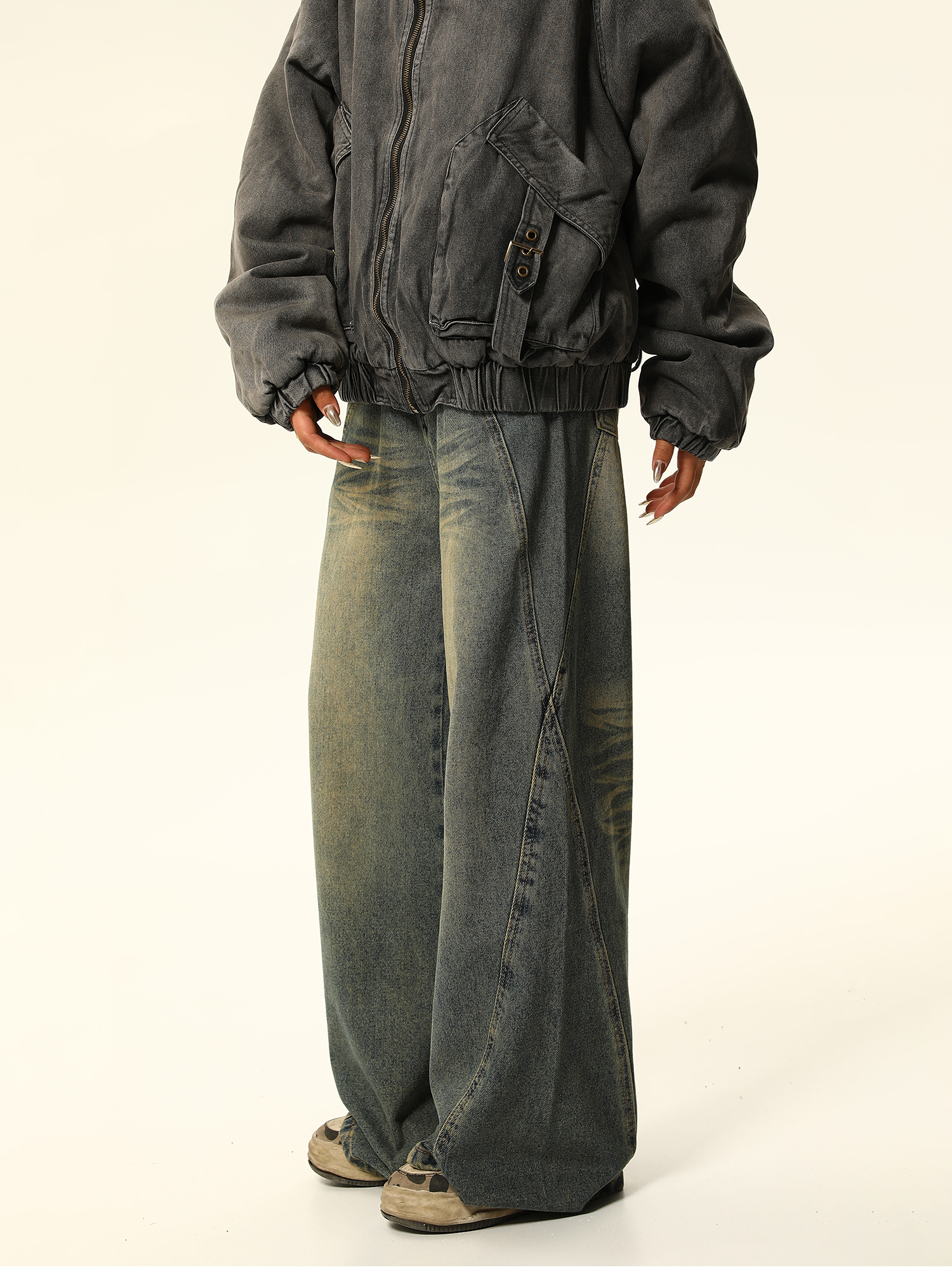 Wild Azi American Style Washed Vintage Jeans For Women Spring Summer Slim Loose Straight Wide Leg Pants Trendy_voghion.com