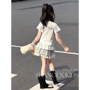 小女孩套装时尚洋气时髦裙子女童装轻奢高级感波点上衣夏季蛋糕裙