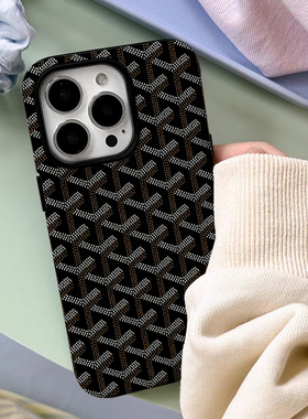 戈雅狗牙黑色iPhone15二合一菲林适用14plus潮牌苹果12/13高级感奢华16promax不撞款iphonex防摔保护xr手机壳