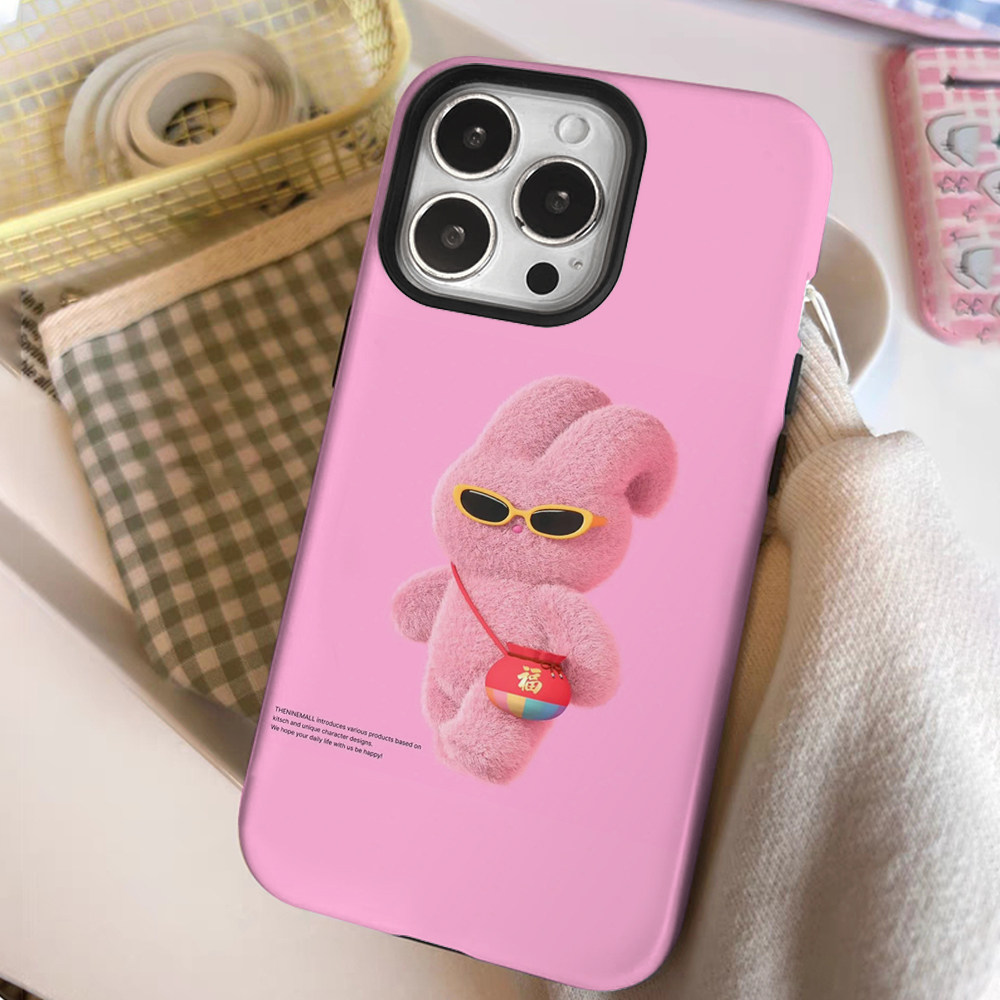 theninemall韩国iPhone16二合一菲林适用15plus毛绒小兔苹果12/13可爱14promax小众iphonex防摔保护xr手机壳